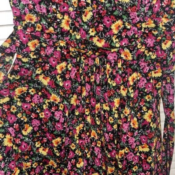 VTG Wet Seal Dress Floral Boho Tie Poof Hem Mini Dress Size M USA - Picture 8 of 11
